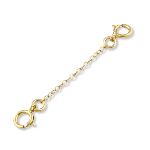 14k Gold Plated Sterling Silver 1mm Bracelet Safety Chain 1", 2", 3"