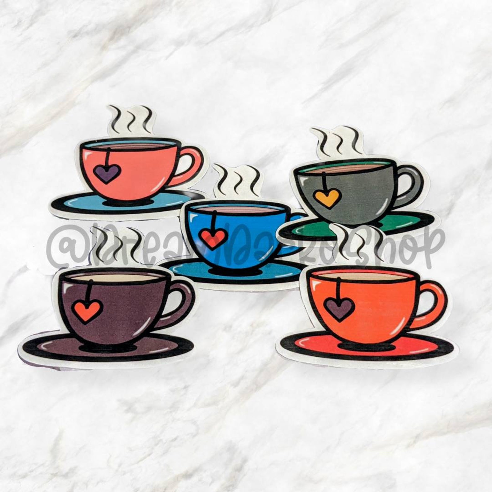 Coffee / Tea cup stickers Etsy