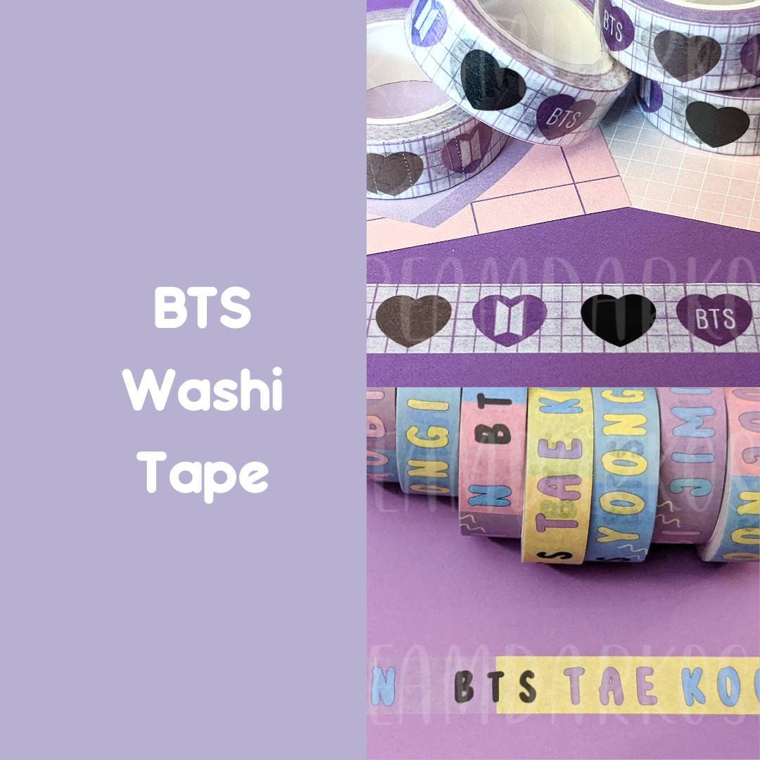 BTS Washi Tapes, Pretty Aesthetic Washi Tape, Neutral Washi Tape, Bts  Stationery, Bts Pins, Bts Journaling Washi Tape Set Btscore Bias Gift 