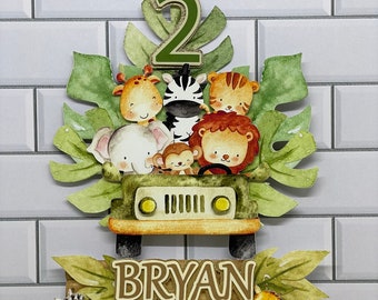 Safari Animals Cake Topper | Jungle Baby Shower Decoration