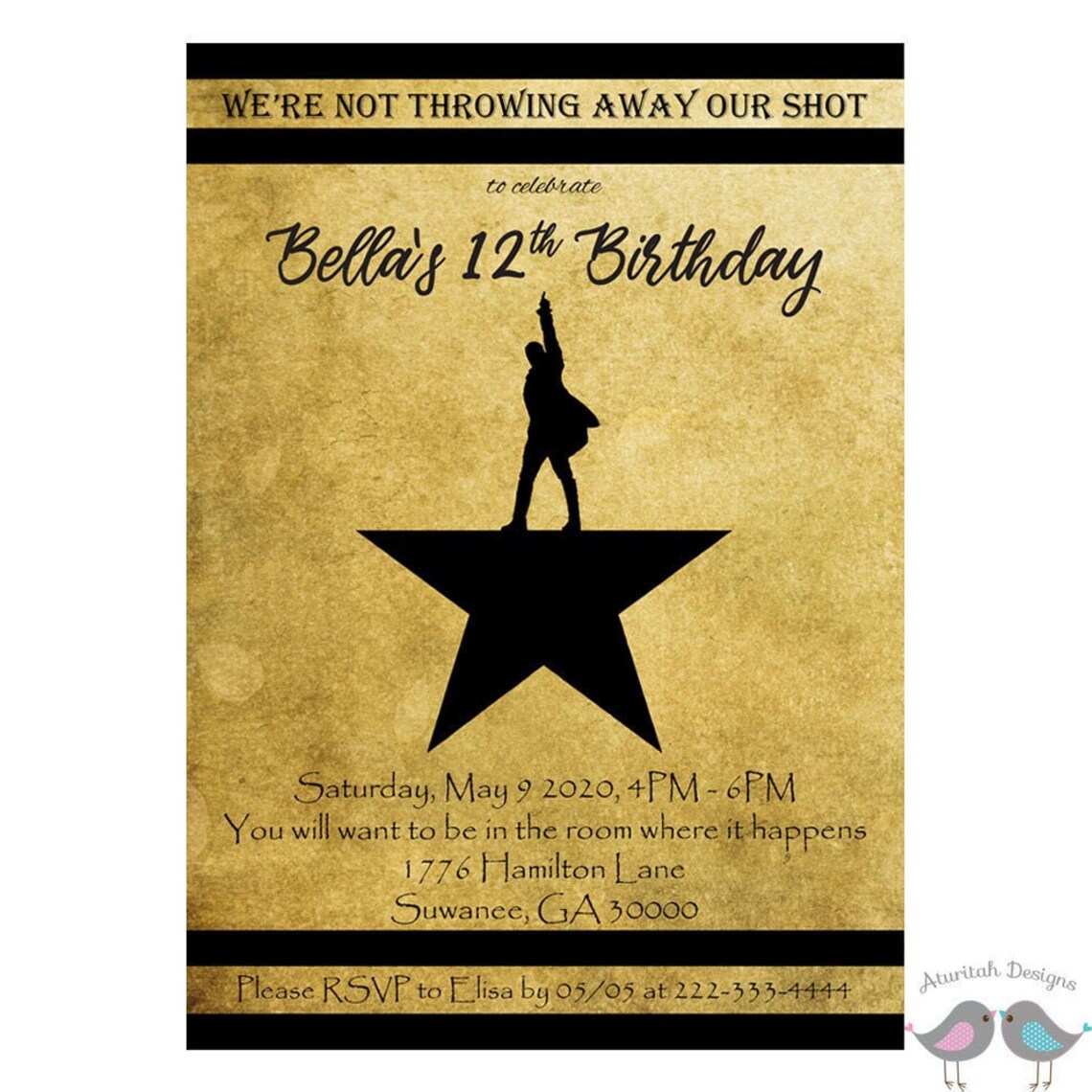 Hamilton Invitation Printable Hamilton Birthday Invitation - Etsy