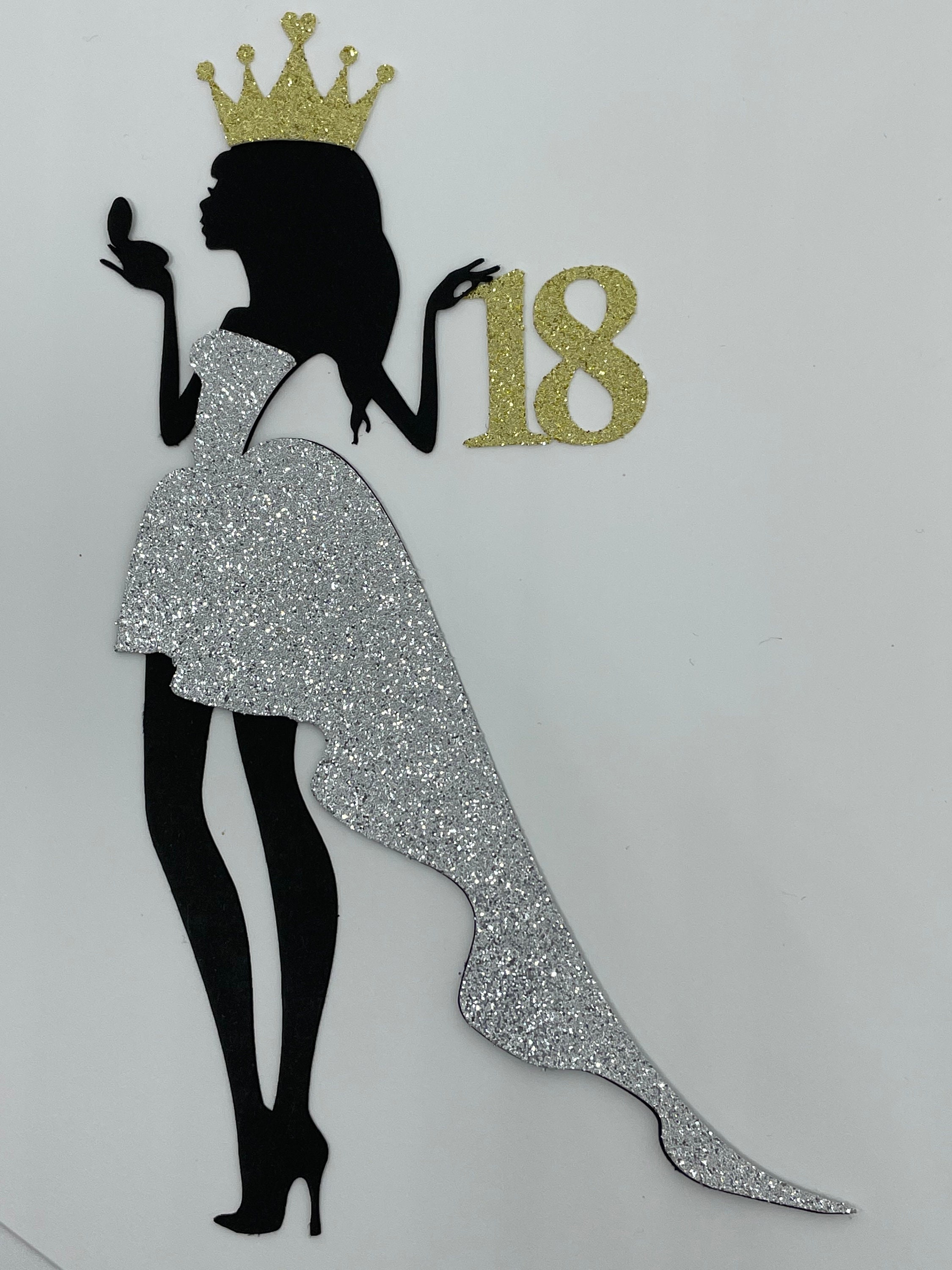 Birthday cake topper. Standing lady silhouette cake topper svg digital file Standing lady cake topper Cake topper