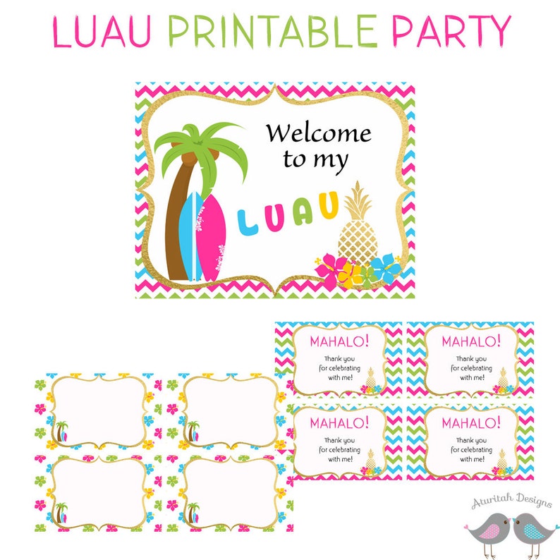 Luau Party Printables Luau Party Decorations Luau Birthday | Etsy
