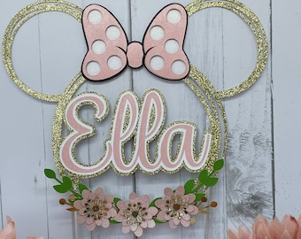 Minnie Mouse Birthday Cake Topper | Glitter Cardstock Silhouette