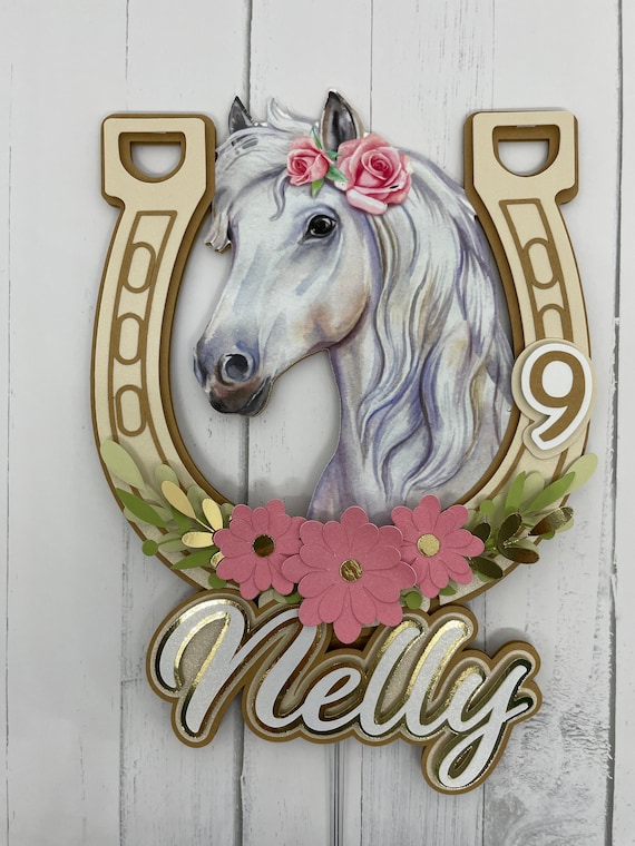 Horse Cake Topper Floral Equestrian Cake Topper Riding Etsy