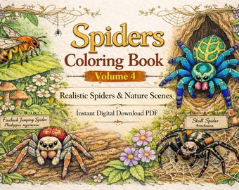 Målarbilder med spindel för ångestlindring – utskrivbar PDF för vuxna