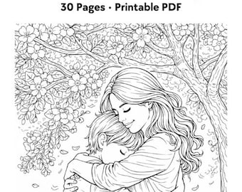 Blommormålarbilder för mors dag – Avkopplande utskrivbara för vuxna