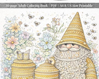 Målarbilder med fantasitomtar – Utskrivbara stresslindring för vuxna