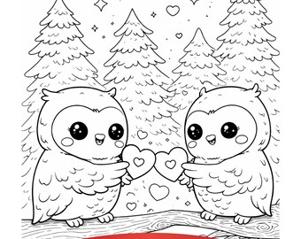 Alla hjärtans dag söta djurmålarbilder – Utskrivbara stresslindring