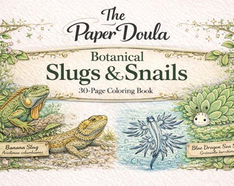 Sniglar och snäckor för stresslindring och mindfulness - Målarbok för vuxna | Utskrivbar PDF – 30 sidor naturkonst A4 US Letter