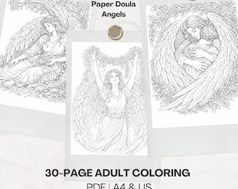 Målarbilder med lugnande änglar – Utskrivbara stresslindring för vuxna