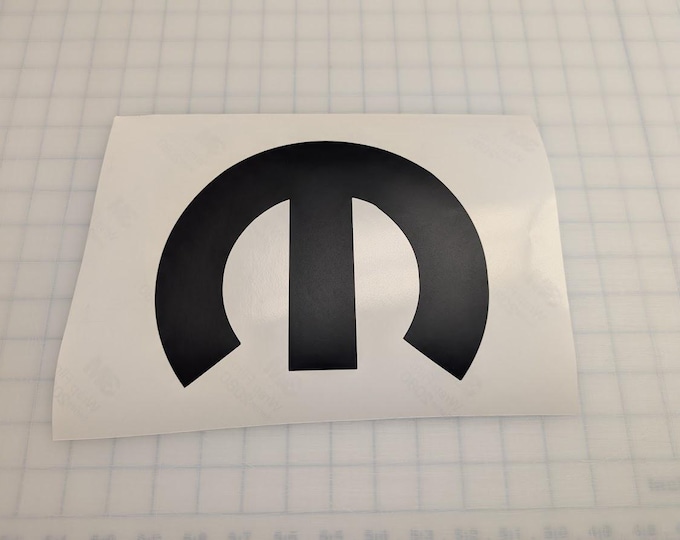 M logo Matte Black vinyl decal 8" x 6.5"
