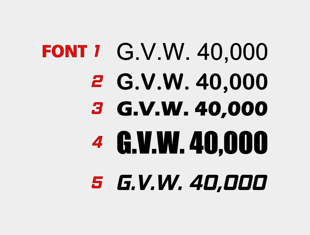 G.V.W. Truck Numbers 2 Pack Etsy