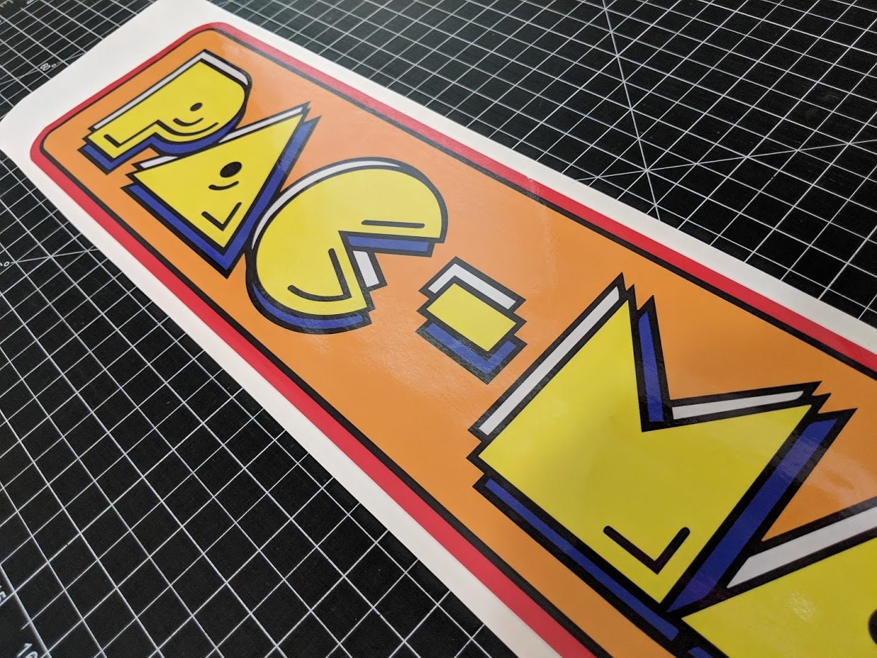 PAC-MAN Arcade logo Printed vinyl decal sticker 21 x | Etsy