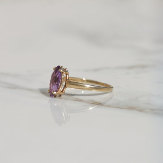 Vintage Marquise Amethyst Ring Sz 4 1/2 14k - image 3