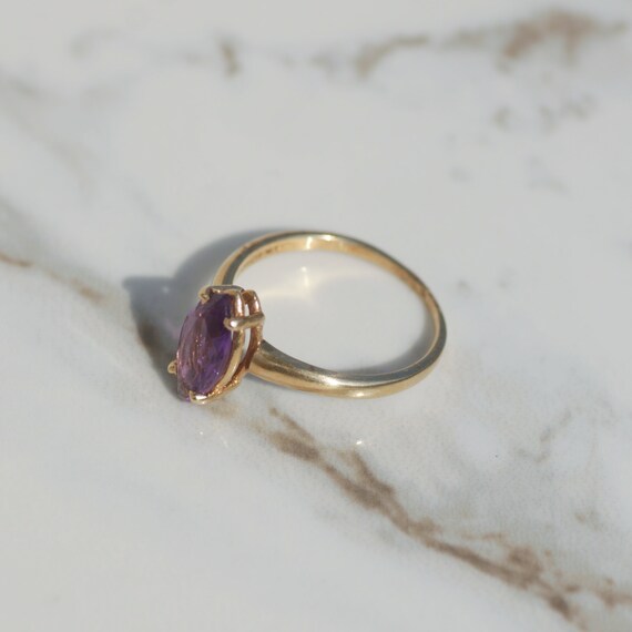 Vintage Marquise Amethyst Ring Sz 4 1/2 14k - image 4