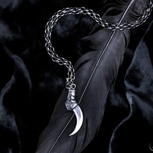 Raven Claw Necklace ‘Morrigan&#39; (large) Sterling Silver, Dark, Gothic, Witchy, Pagan, Occult Jewelry