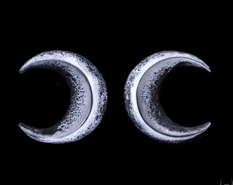 Crescent Moon Stud Earrings &#39;Artemis&#39; Sterling Silver, Dark, Gothic, Witchy, Pagan, Occult Jewelry