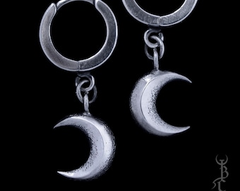 Crescent Moon Earrings &#39;Artemis&#39; (small) Sterling Silver, Dark, Gothic, Witchy, Pagan, Occult Jewelry
