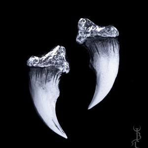 Fox Claw Stud Earrings ‘Canis&#39; Sterling Silver, Gothic, Witchy, Pagan, Occult Jewelry
