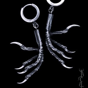 Bird Feet Earrings ‘Lilith&#39; (large) Sterling Silver, Dark, Gothic, Witchy, Pagan, Occult Jewelry