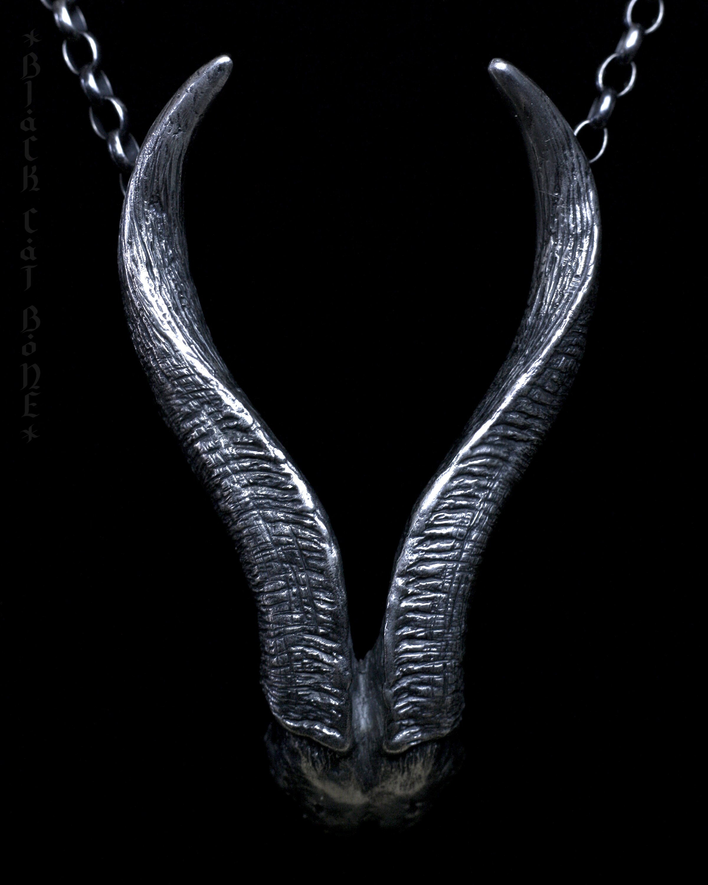 Goat Horn Necklace large Sterling Silver Dark Gothic Etsy