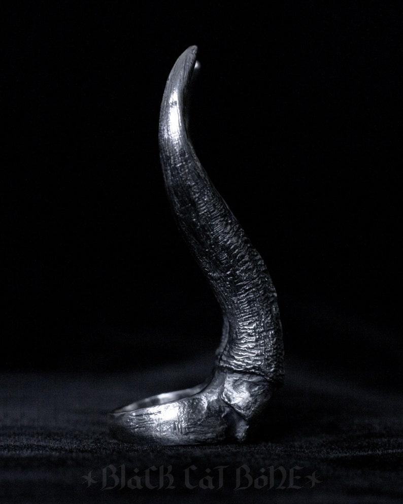 Goat Horn Ring large Sterling Silver Dark Gothic Satanic Etsy