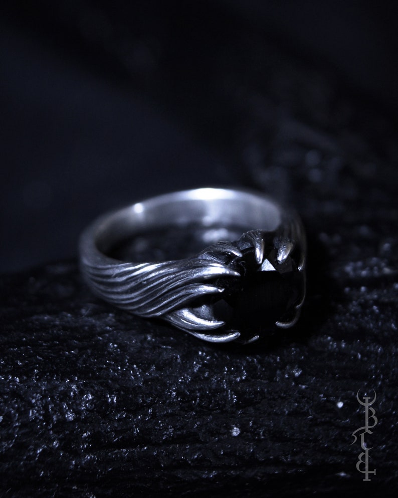 Occult Jewelry Single Stone /'Super Moon/' Ring Sterling Silver Dark Gothic Pagan Witchy