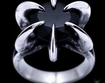 Cat Claw Ring 'Lucky Sailor Cat' sterlingzilver, donker, gotisch, hekserij, heidens, occulte sieraden