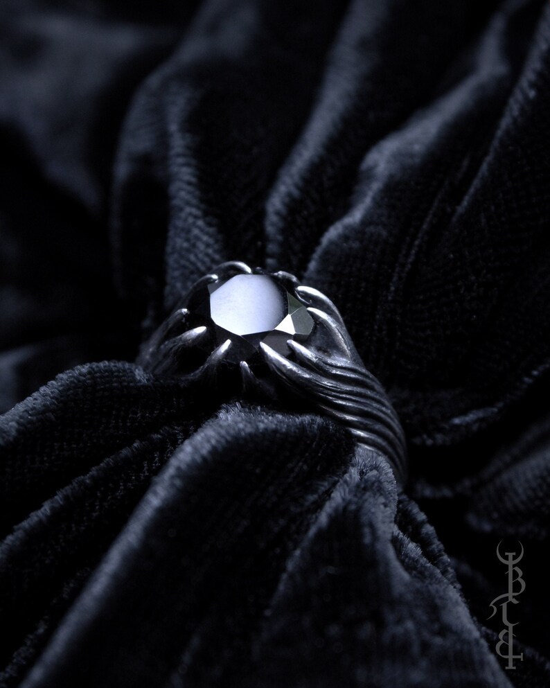 Occult Jewelry Single Stone /'Super Moon/' Ring Sterling Silver Dark Gothic Pagan Witchy
