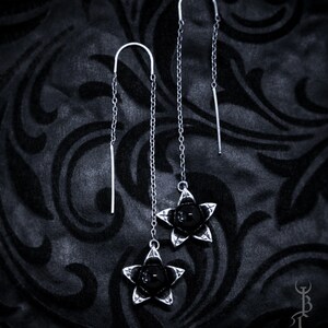 Black Pearl Threader Earrings ‘Belladonna' Nightshade, Poisonous Plants, Witchy, Pagan, Occult Jewelry image 7