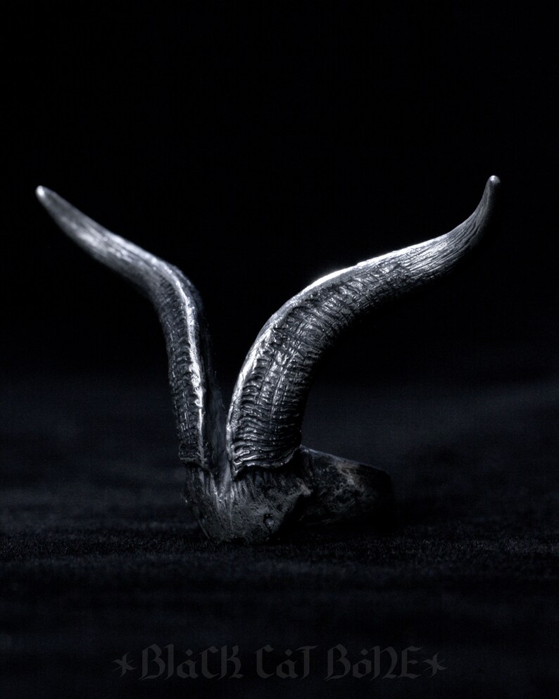 Goat Horn Ring small Sterling Silver Dark Gothic Satanic Etsy