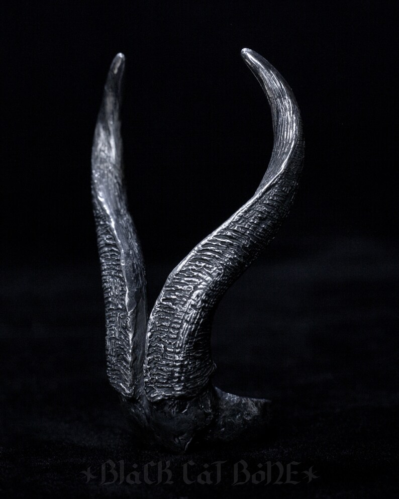 Goat Horn Ring large Sterling Silver Dark Gothic Satanic Etsy