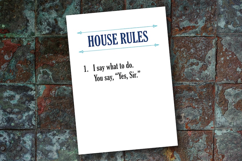 Master Sub Slave Bondage STR149 House Rules Card for Girlfriend