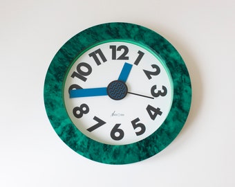 vintage 1980s Nathalie du Pasquier, George Sowden design wall clock, Memphis Milano, Neos by Lorenz, postmodern original eighties, Sottsass