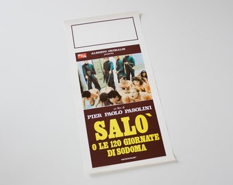 vintage 1976 Salò, 120 Days of Sodom by Pier Paolo Pasolini, original Italian cult film movie poster, 33 x 70 cm, Italy seventies design