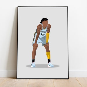 Ja Morant,Memphis Grizzlies, Digital Instant Download Print, Basketball, NBA, Basketball Decor, Vector Poster