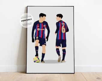 バルセロナ サッカーポスター：ペドリ＆ガビ ベクターアート（デジタル