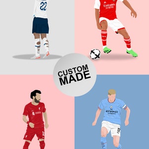 Personalized, Custom Faceless, Faceless Portrait Print Digital Instant Download Print, Football, Soccer, Football Wall Decor, Vector Poster