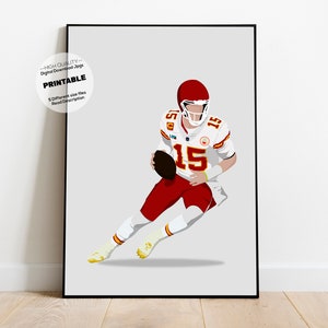 Patrick Mahomes, Kansas City Chiefs, NFL, Wall Art Printable, Digital Download, Man Cave Gift, Wall Decor, Sports Art