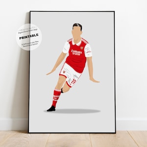 Leandro Trossard, Arsenal, digitale instant download print, voetbal, voetbal, voetbal wand decor, vector poster