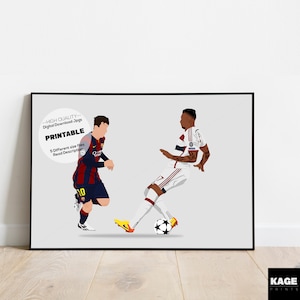 Lionel Messi, Jerome Boateng, Barcelona, Bayern Munich, Digital Instant Download Print, Football, Soccer, Football Wall Decor, Vector Poster