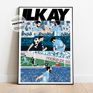 Ilkay Gungogan, Manchester City, 2021-2022 Champions Digital Instant Download Print, Football, Soccer, Football Wall Decor, Vector Poster