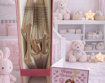 Baby Girls 1st Birthday Gift, 1st Book Fold, Nursery Gift For Baby Girl.