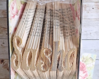 Personalised Folded Book Art, Custom Name Gift, Book Lover Present, Library Display