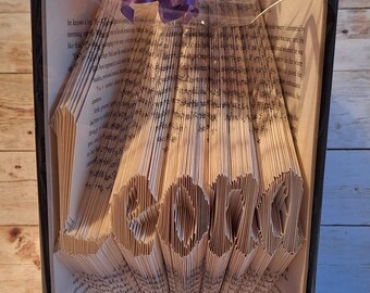Personalized Folded Book Art: Gothic Name Sculpture, Book Lover Gift