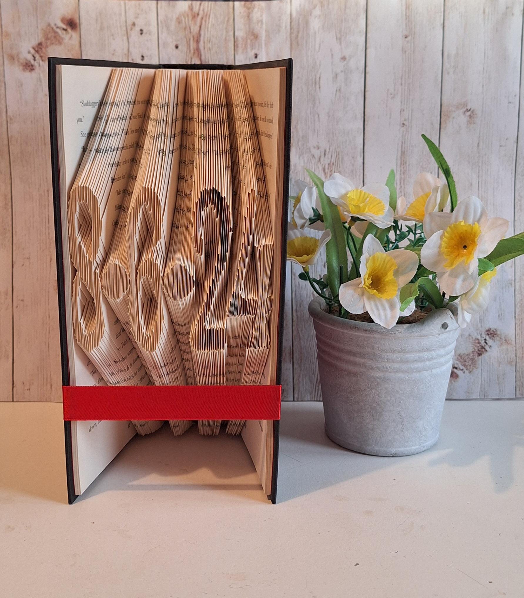 Wedding date with Dots book fold, 1st Wedding anniversary for book lovers, special Date book fold, Anniversary gift for book fan,Book theme