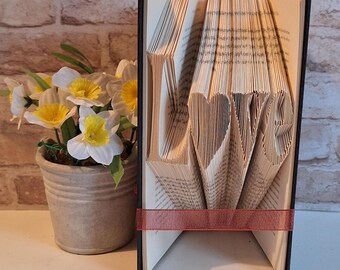Handmade 'Love' Book Sculpture, Recycled Paper Anniversary Gift