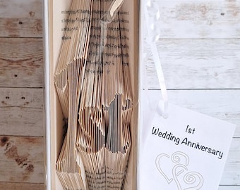 1st Anniversary Folded Book Art, Paper Anniversary Gift
