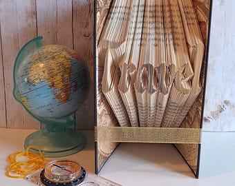 Travel Book Fold Art: Recycled Book Gift for Traveler